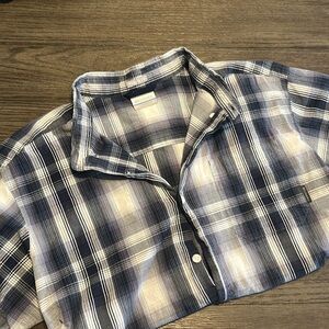 Men’s Blue Plaid Shortsleeve Columbia Button Down Size XL